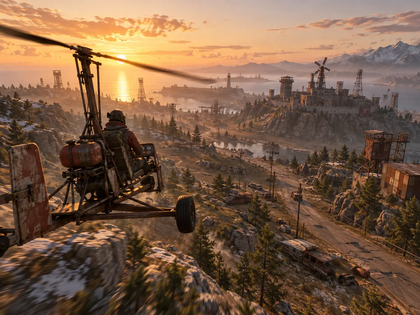 Rust dünyasında mini copter süren oyuncu